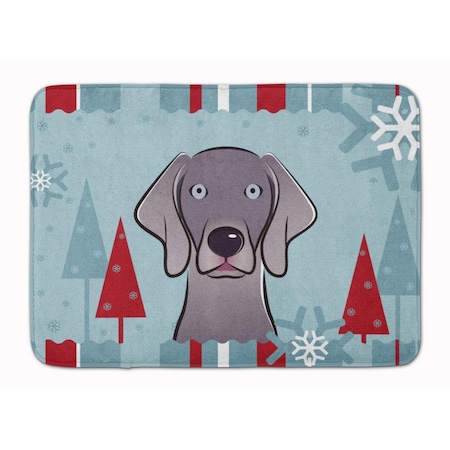 Carolines Treasures Winter Holiday Weimaraner Machine Washable Memory Foam Mat BB1727RUG